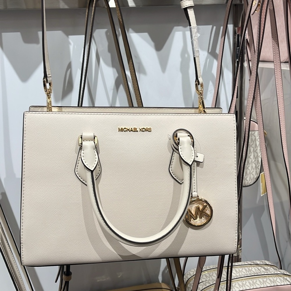 Michael Kors Sheila Medium Center Zip Satchel Crossbody Bag
Light Cream 
NWT - Picture 2 of 16